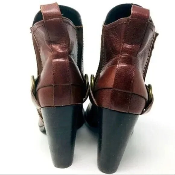 Rare Donald J Pliner heeled boots SAMPLE US 5.5 chestnut BoxS - Picture 3 of 6